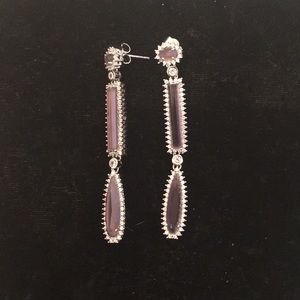 Sterling Silver Amethyst and CZ Studs